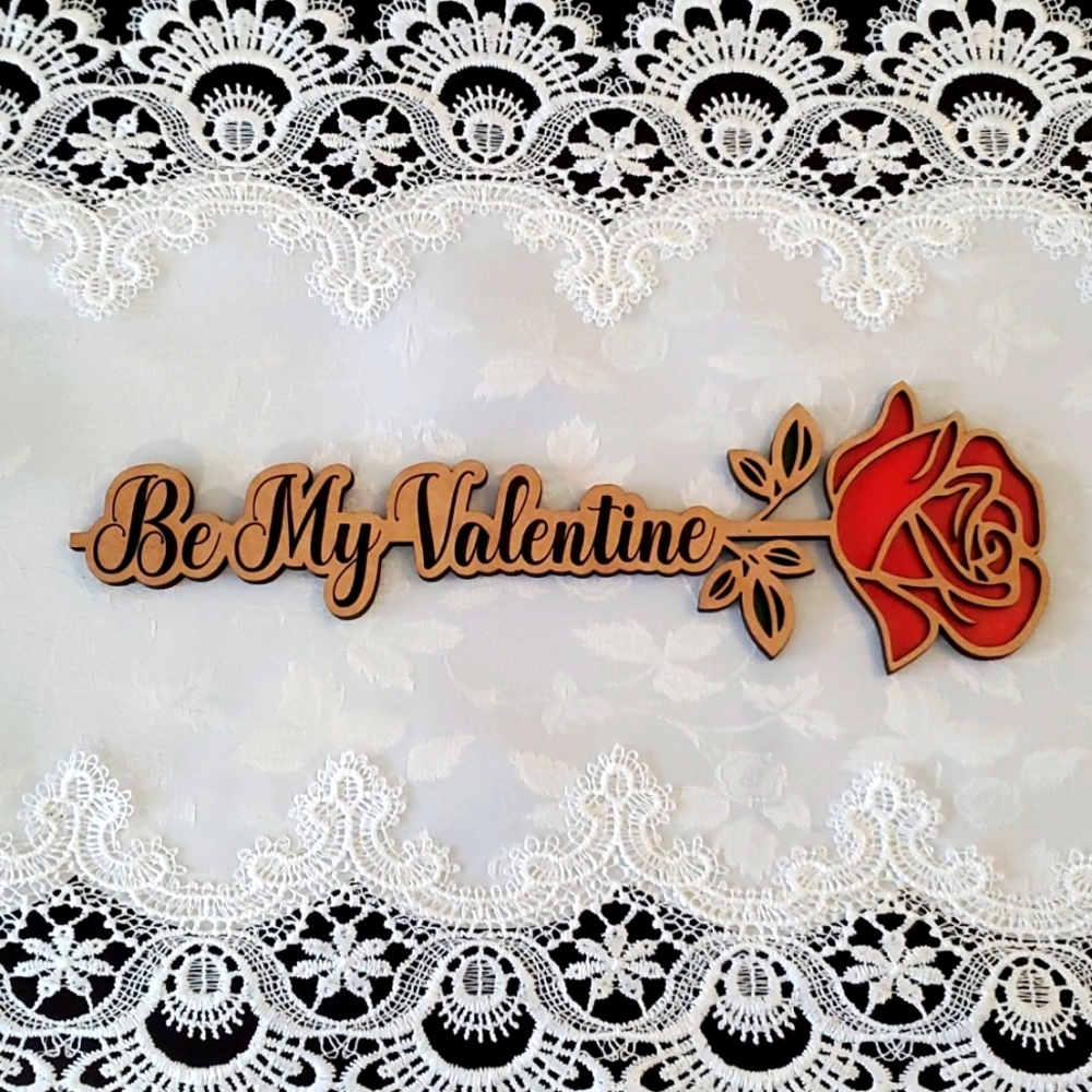 Handmade Wooden Rose - Be My Valentine